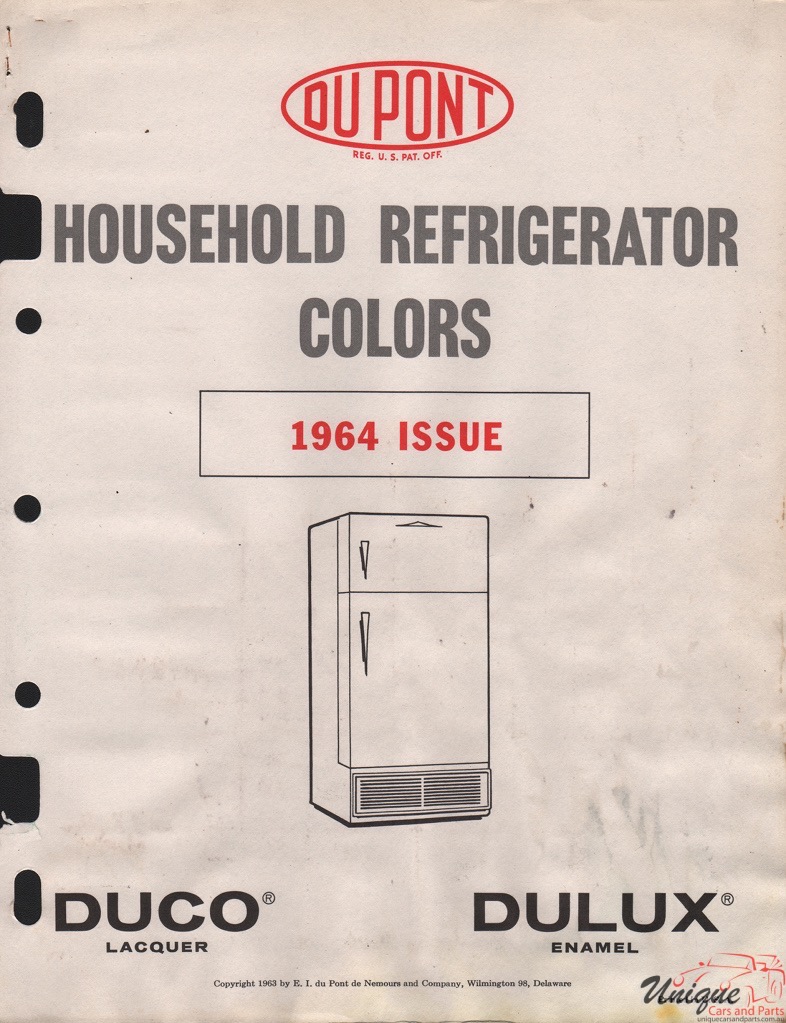 1964 Appliance Paint Charts DuPont 1
